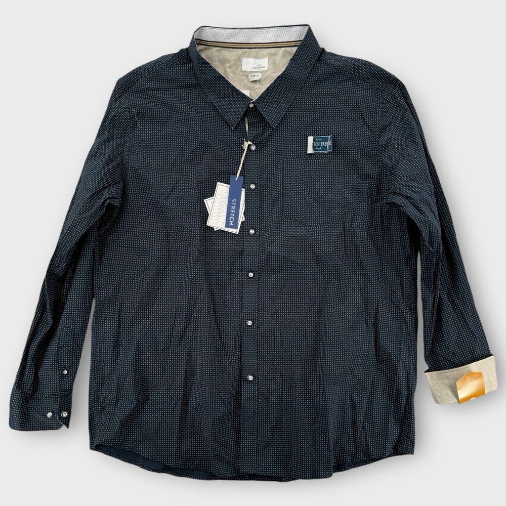 Craft‎ + Flow Shirt Mens 2XL Blue Polka Dot Long Sleeve Cotton Button Down